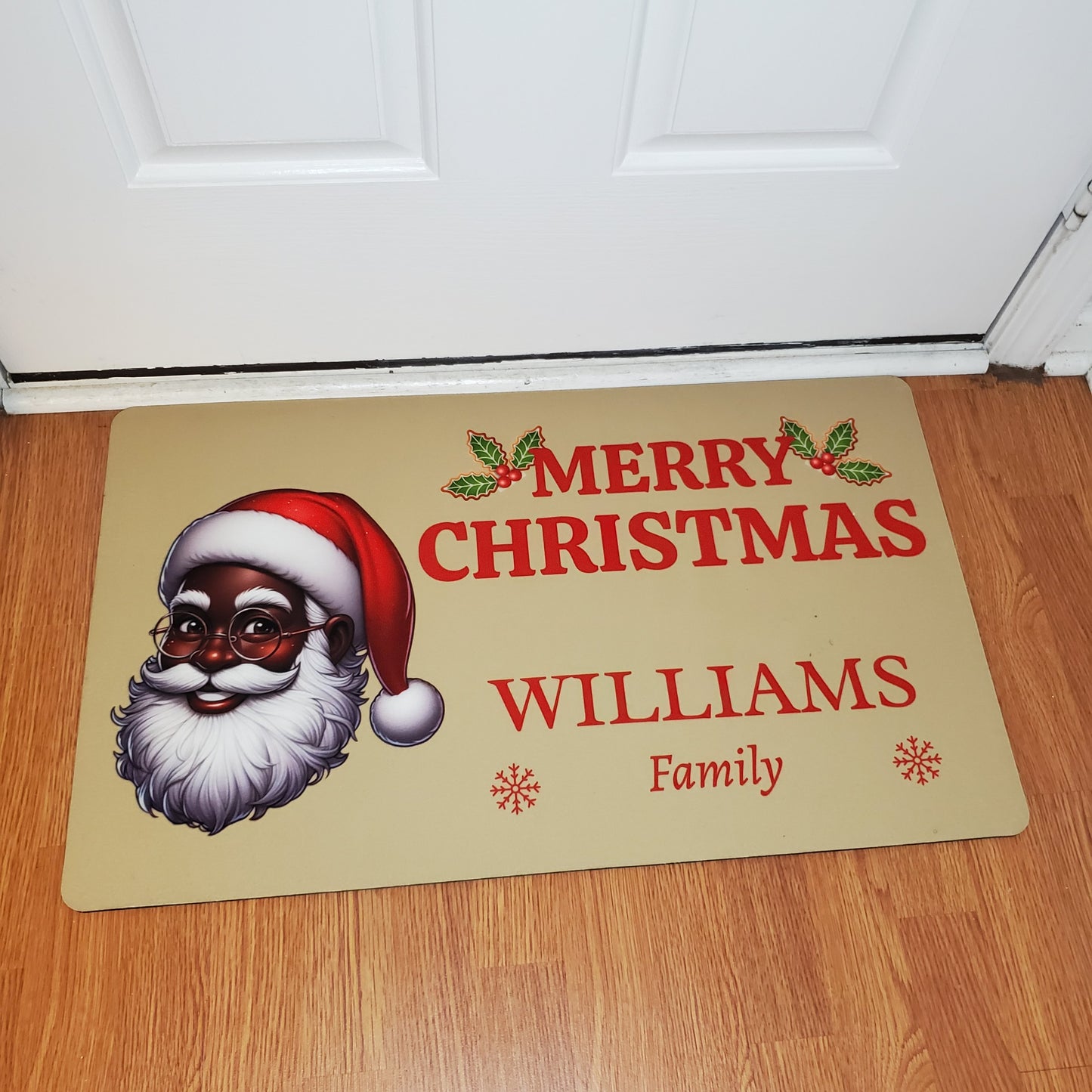 Santa (Black) Personalized Stylish Doormat