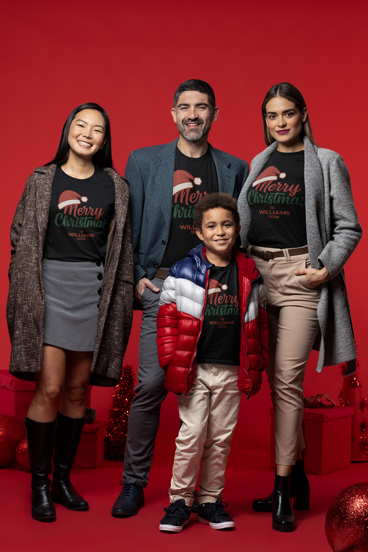 Merry Christmas Tee (Hat over 'M') with PERSONALIZATION