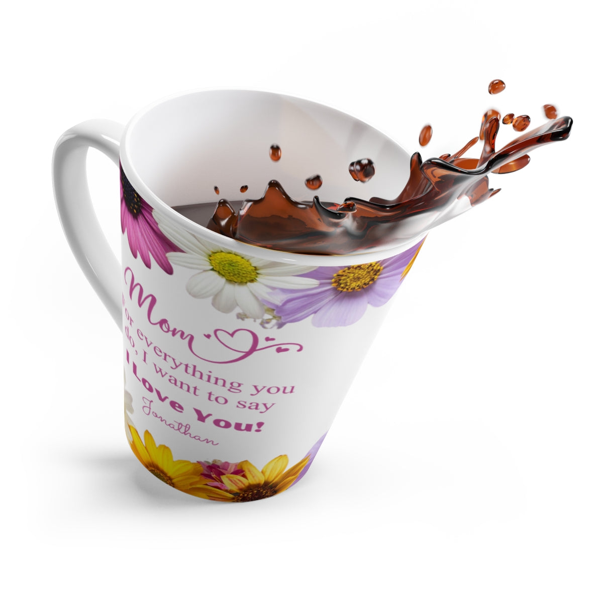 Mom Latte Mug (Daisies) - PERSONALIZED