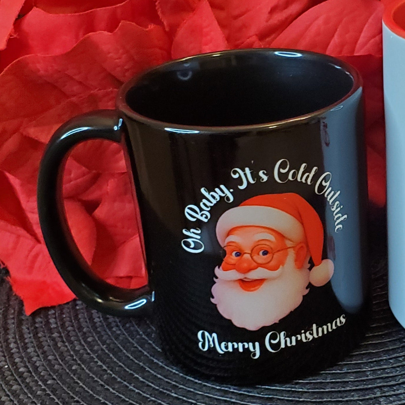 Oh Baby It's Cold Outside White Santa Mug