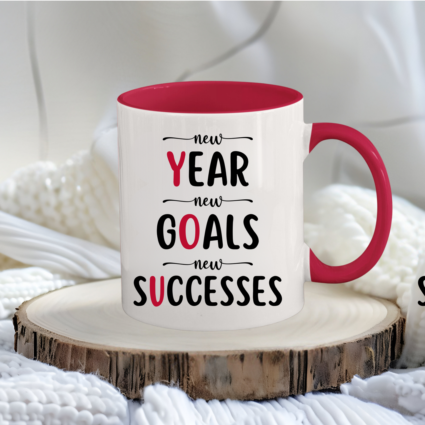 New Year New Goals New Successes -- Red and Black Accent Mugs