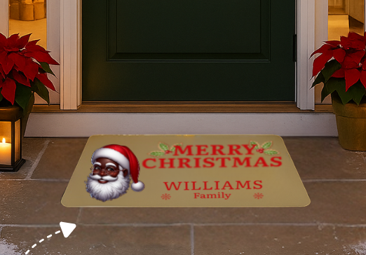 Santa (Black) Personalized Stylish Doormat