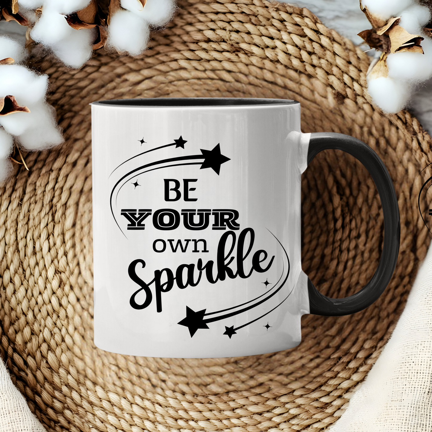 Be Your Own Sparkle -- Black Accent Mug