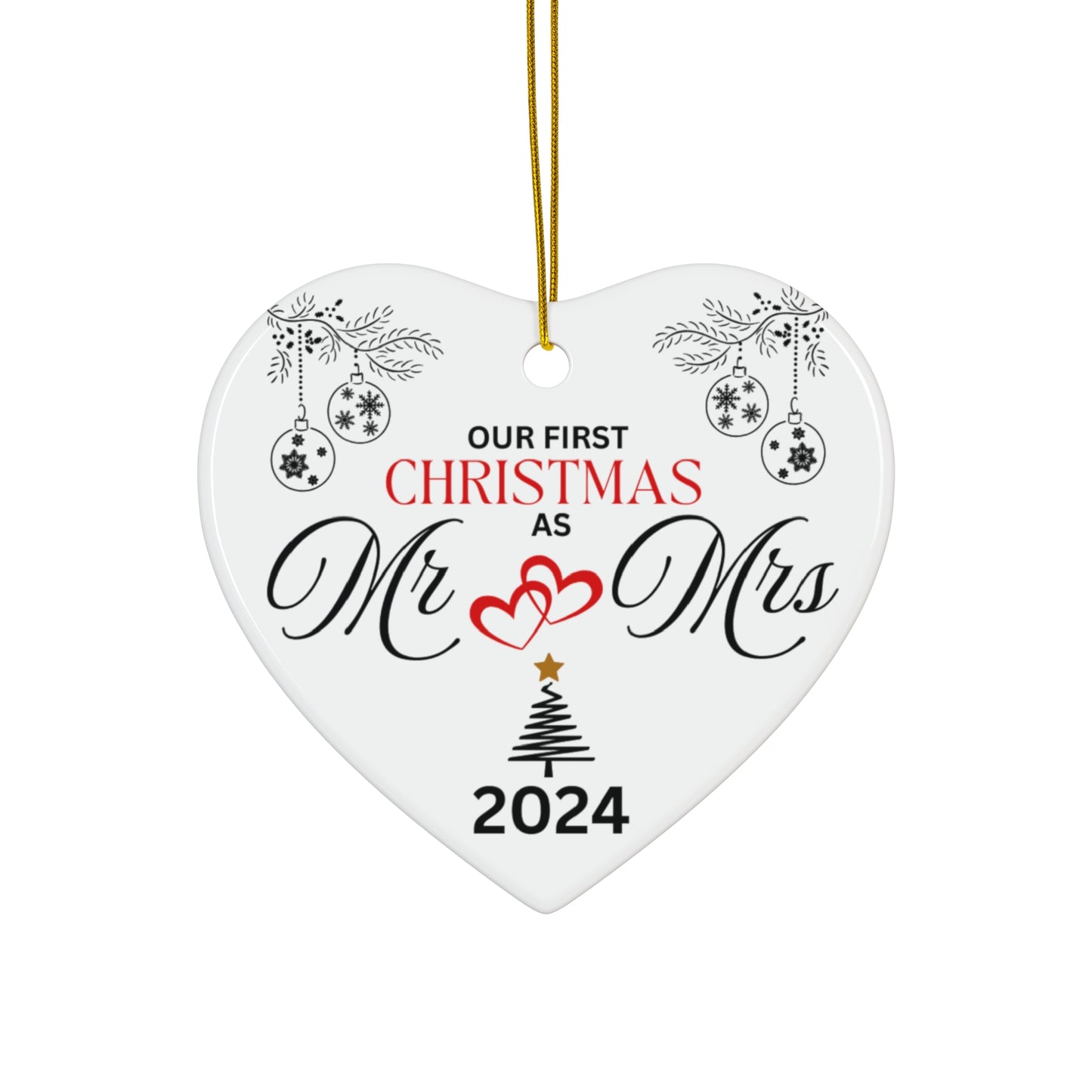 Heart Ceramic Ornament Christmas Decoration for Couples