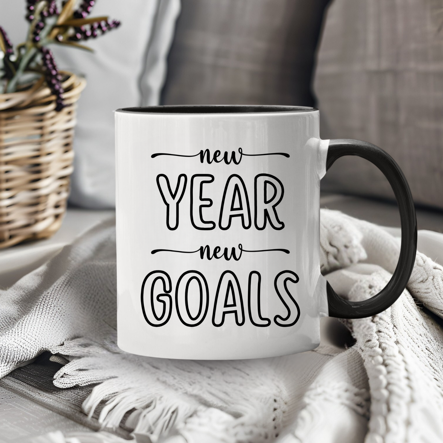New Year New Goals -- Black Accent Mug