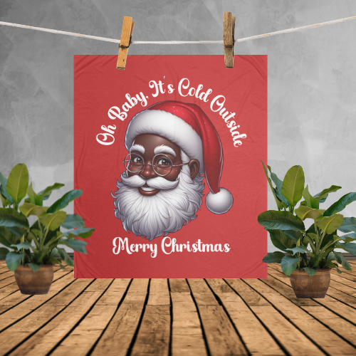 Oh Baby, It's Cold Outside Black Santa Fleece Blanket