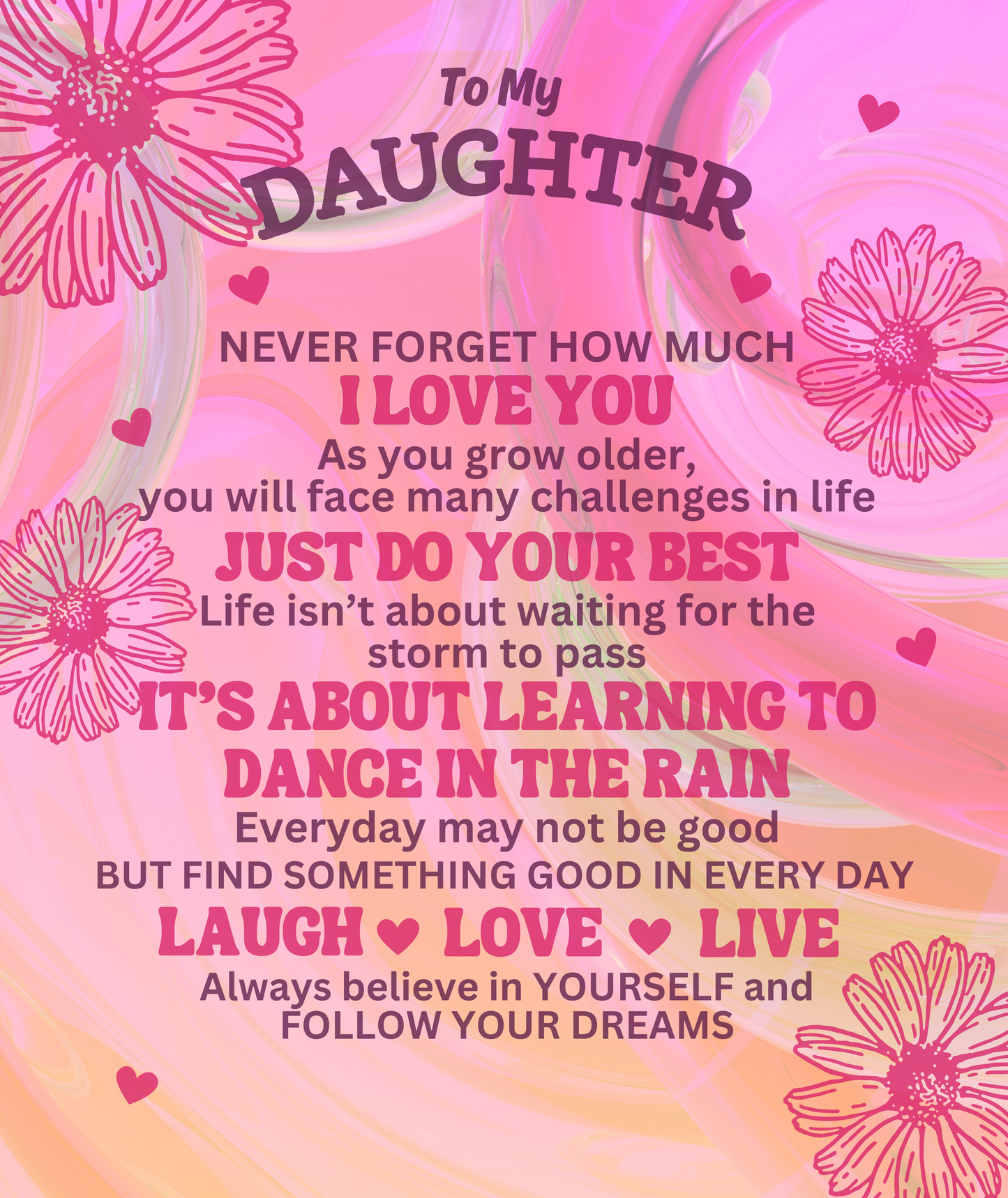 To My Daughter, Never Forget How Much I Love You with Flowers - Personalized Blanket