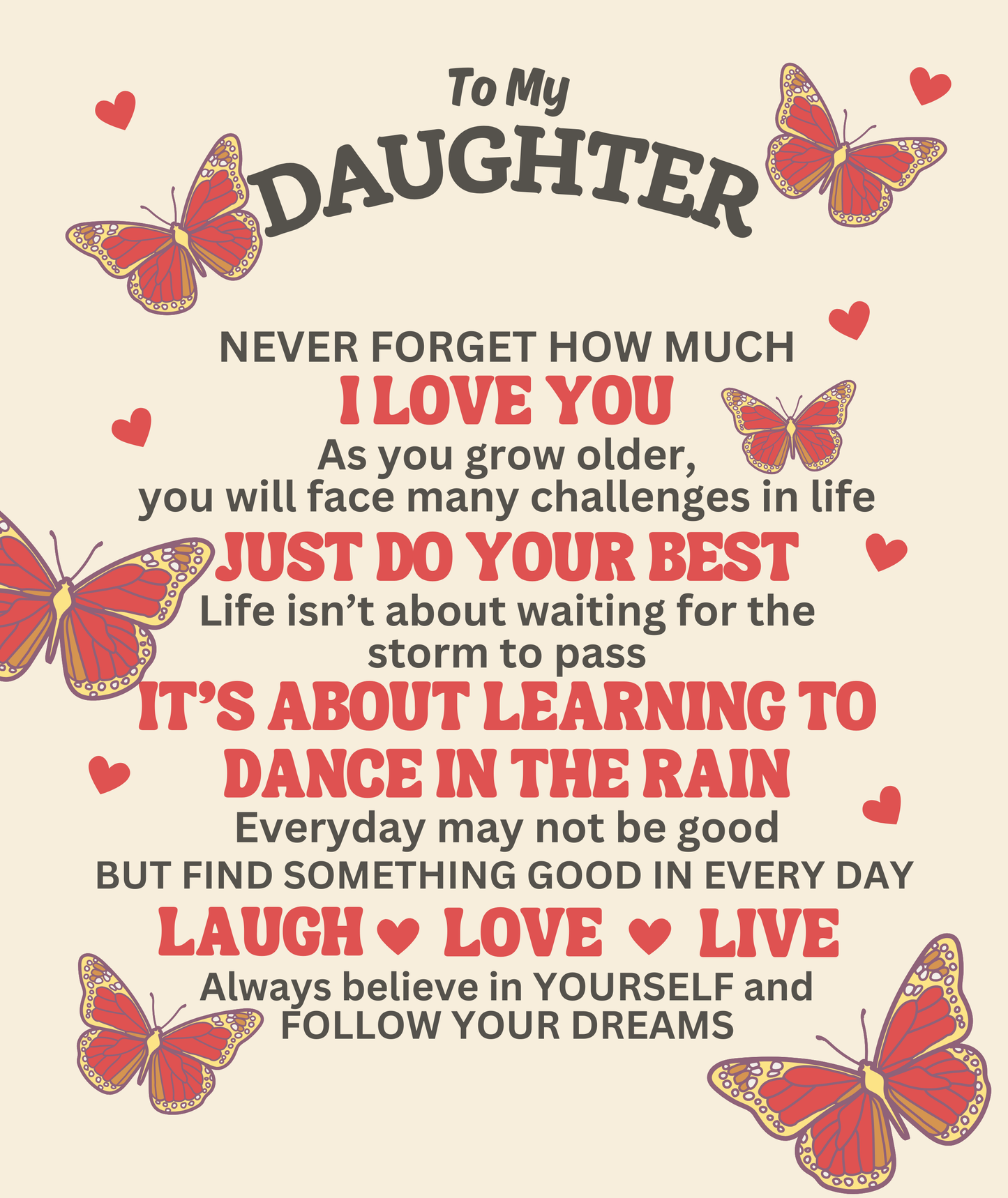 To My Daughter, Never Forget How Much I Love You with Butterflies - Personalized Blanket