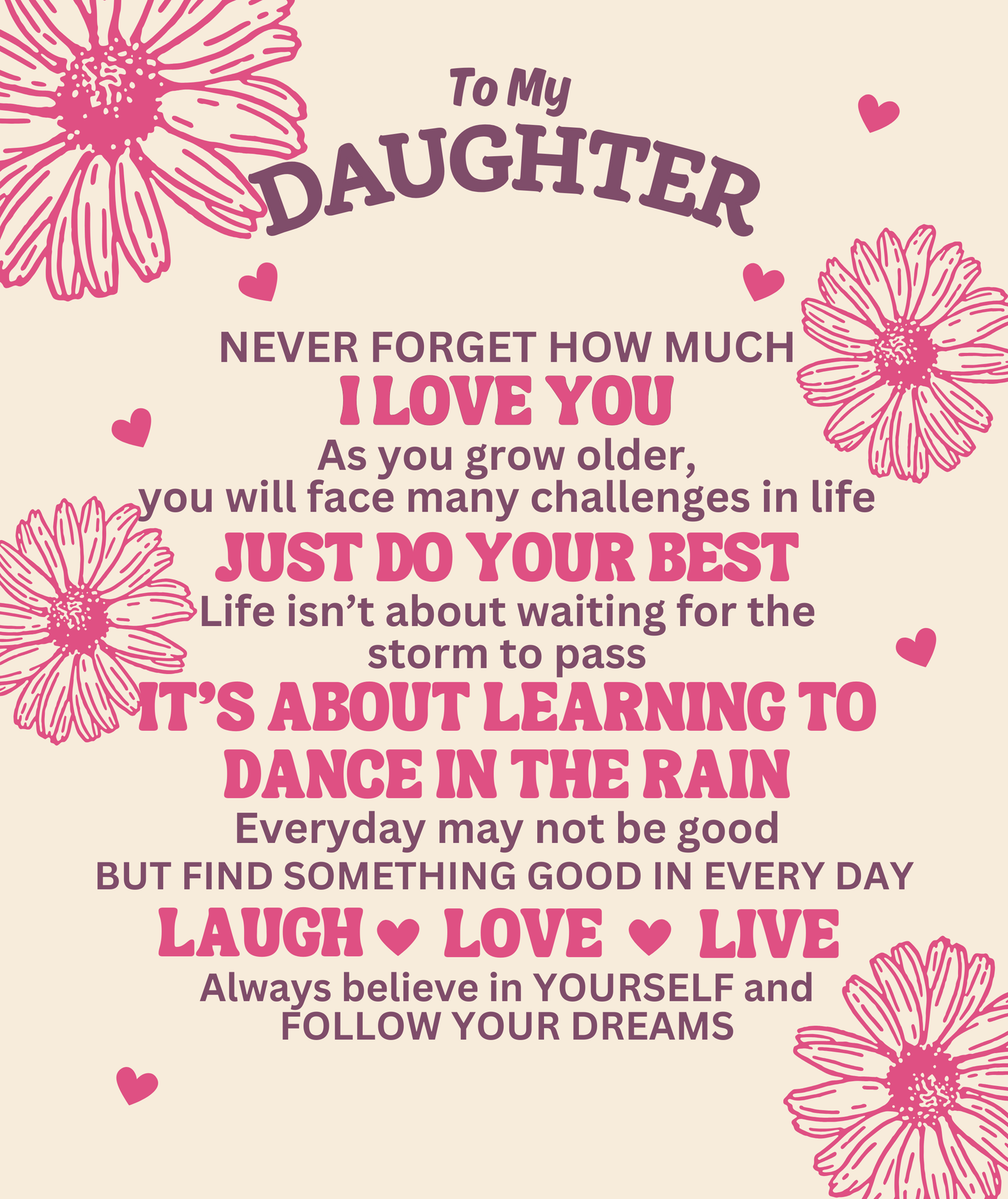 To My Daughter, Never Forget How Much I Love You with Flowers - Personalized Blanket