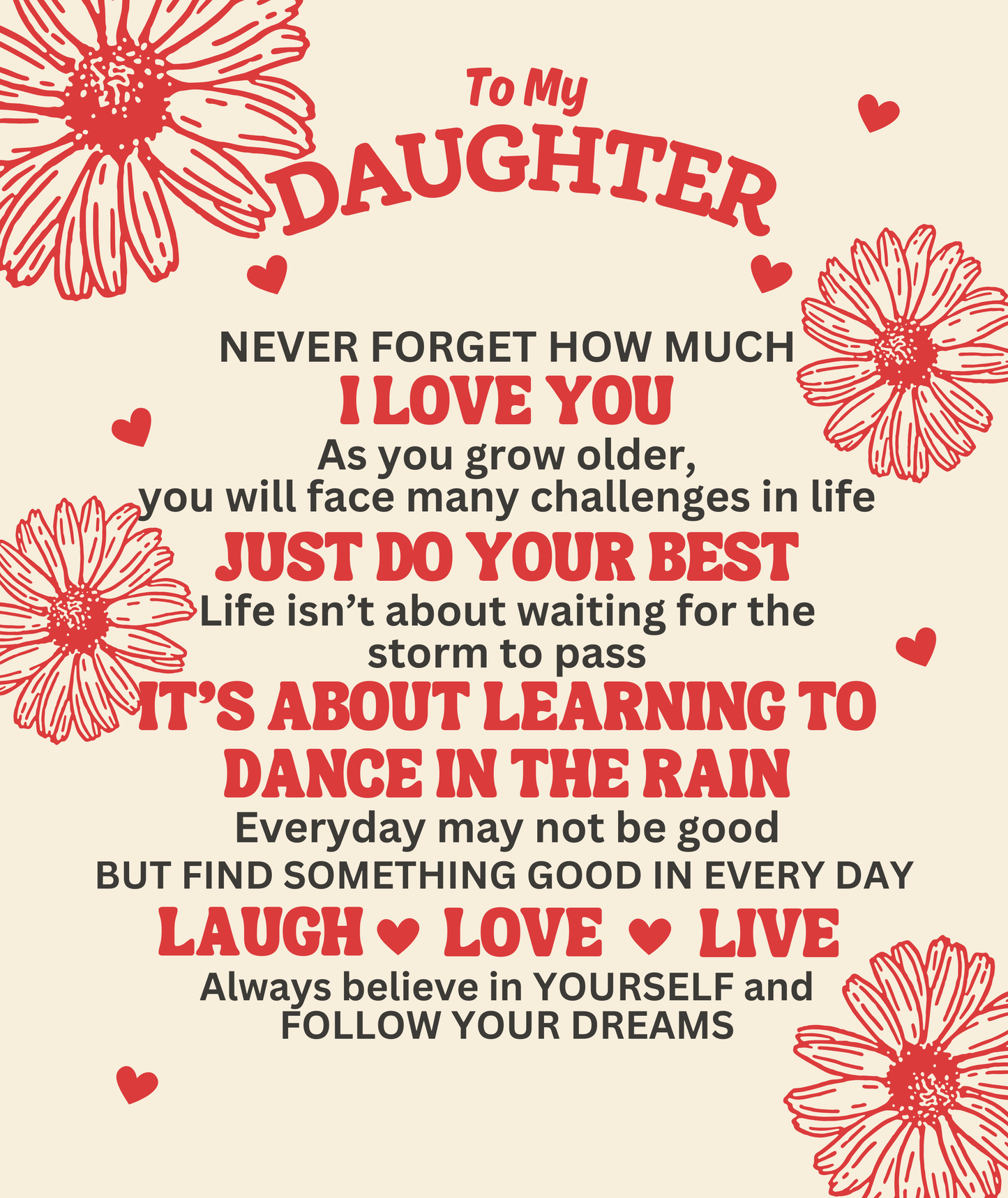 To My Daughter, Never Forget How Much I Love You with Flowers - Personalized Blanket