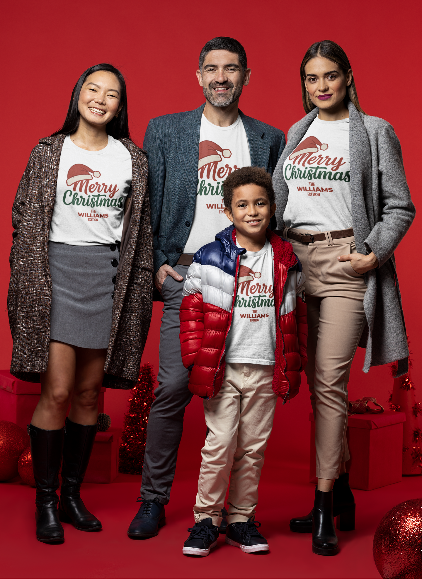 Merry Christmas Tee (Hat over 'M') with PERSONALIZATION