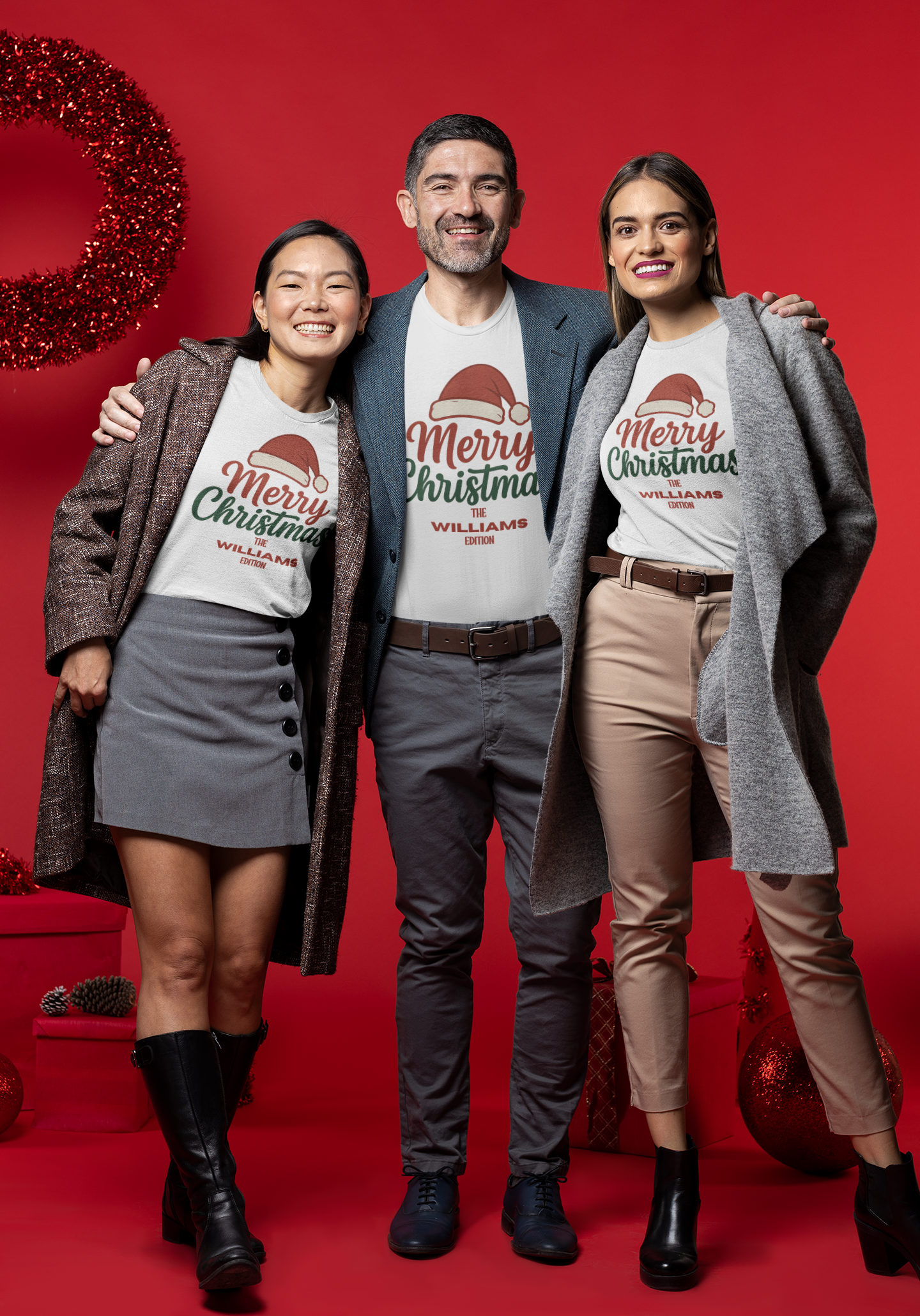Merry Christmas T-Shirt with PERSONALIZATION