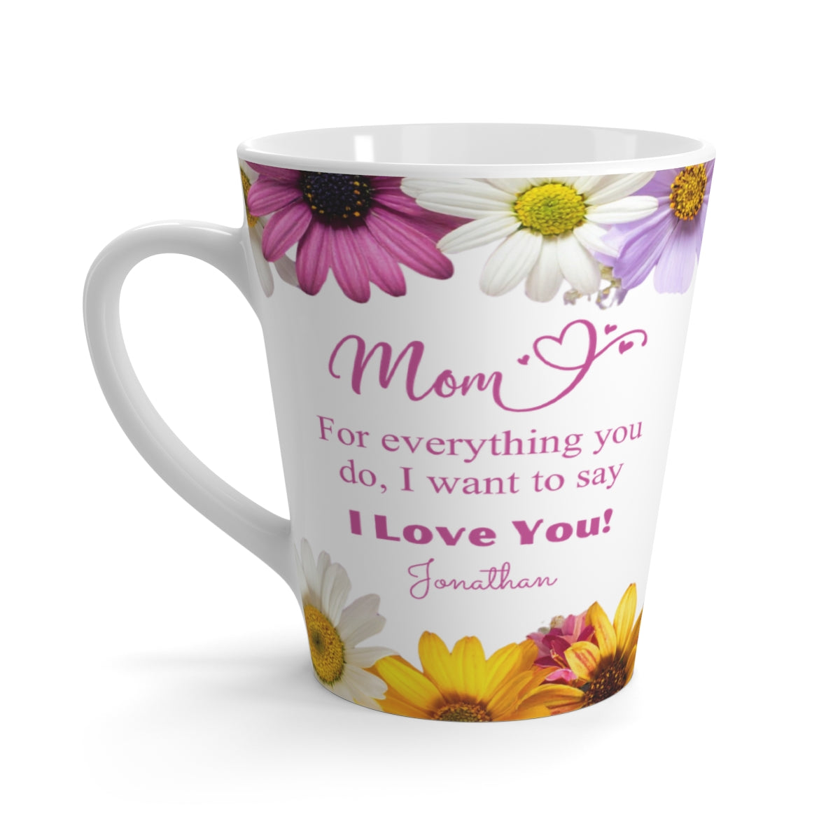 Mom Latte Mug (Daisies) - PERSONALIZED